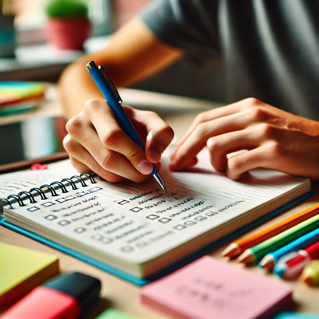 Beat Procrastination Hacks for Teens: Teen breaking a large task into smaller steps to improve productivity.