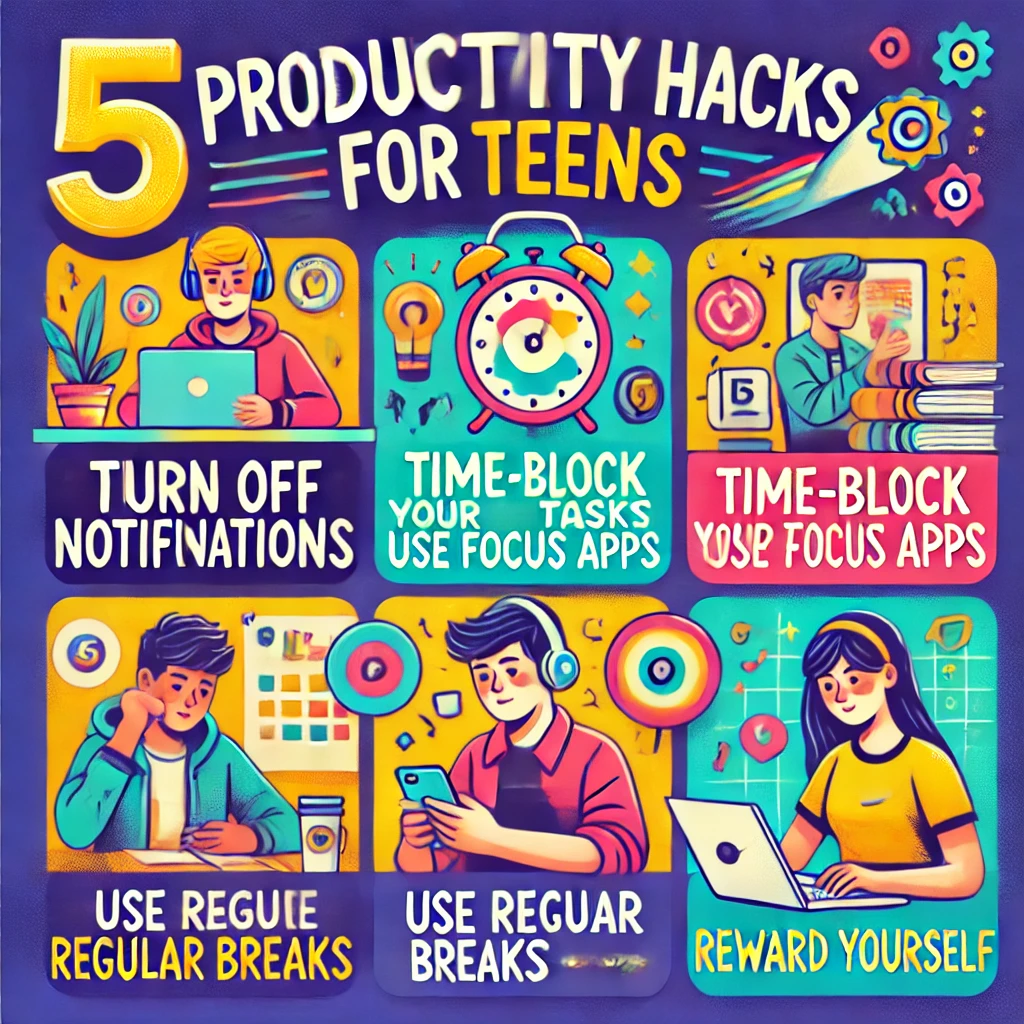 infographic summarizing focus-boosting strategies for teens - How to Stay Focused in a Digital World"