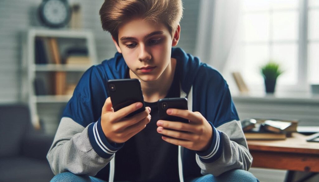 A teen putting away their phone to minimize distractions and focus on their goals. A crucial step for balancing relationships and goals for teenagers."