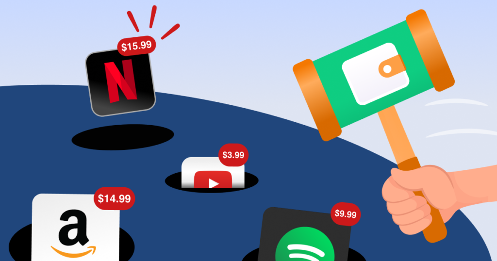 A pie chart showing the breakdown of monthly subscriptions to optimize saving money strategies."