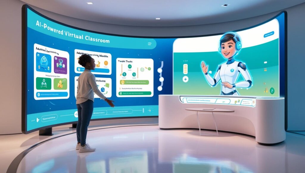 AI-driven virtual learning assistant helping a student develop new skills in 2025