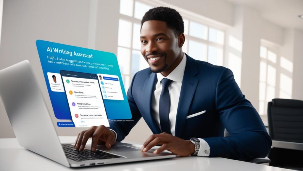 AI writing assistant improving communication and creativity in personal development.