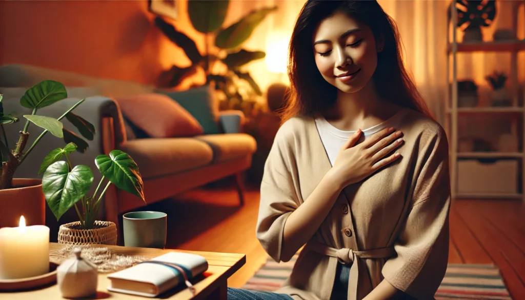Practical tips for happiness – A person embracing positivity and joy at sunrise.