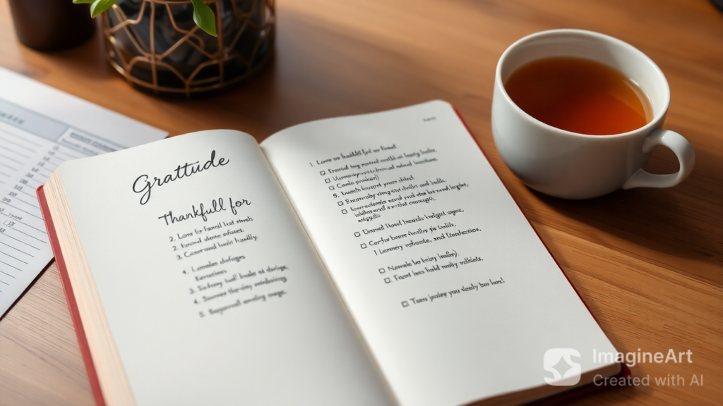 Gratitude journal promoting positive thinking techniques.