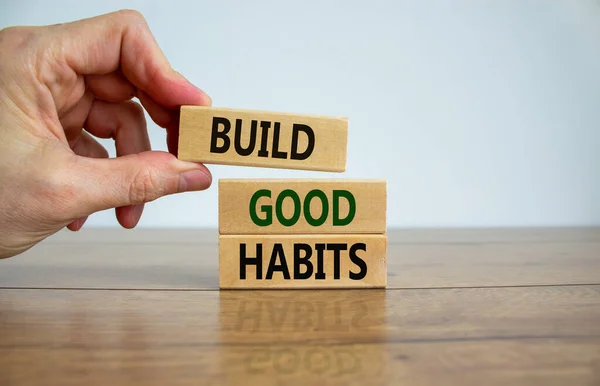 Tiny habit building block showing how to build self-discipline with small daily actions.