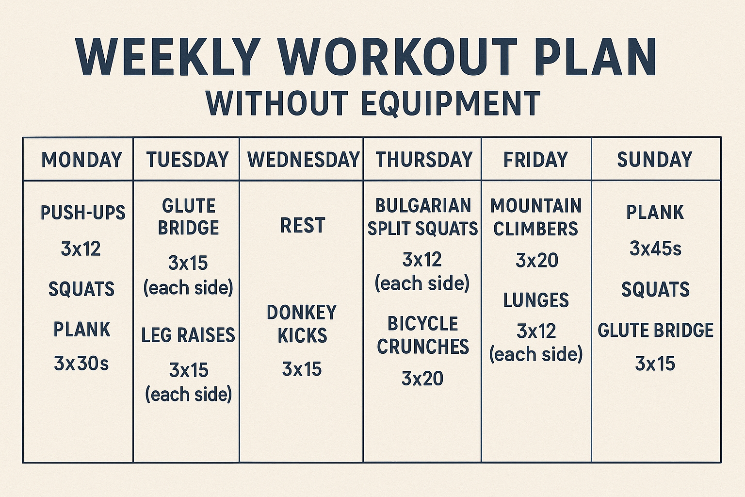 No gym full-body workout plan for beginners
