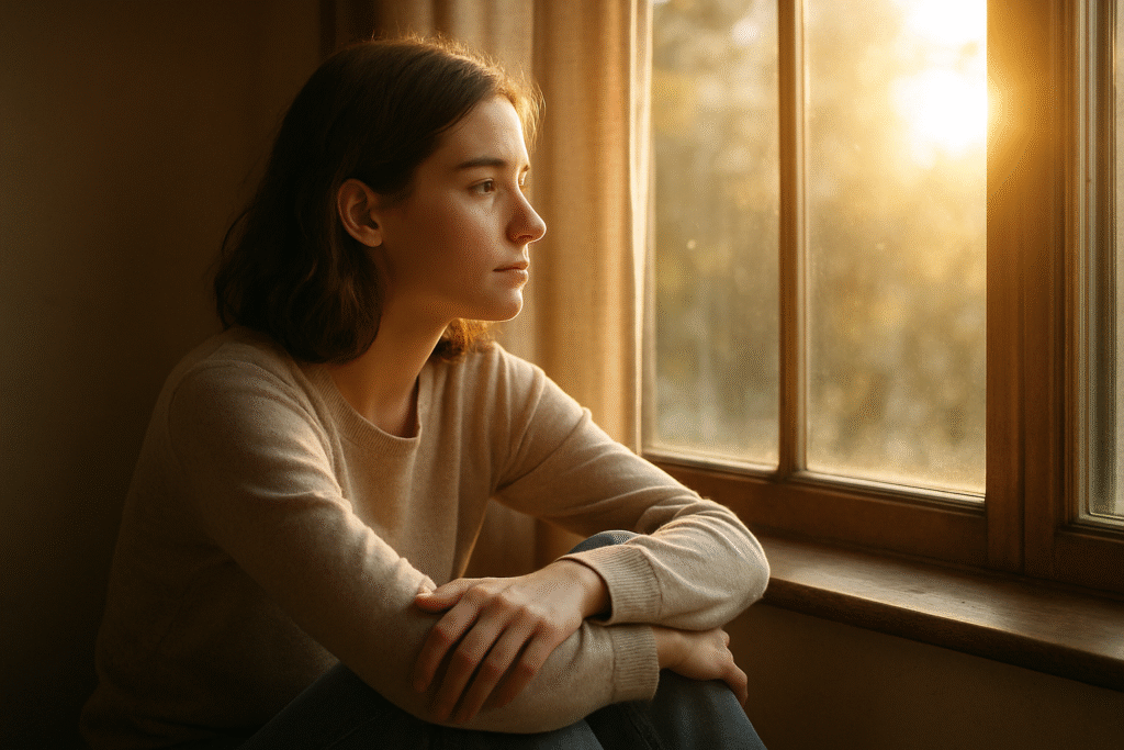 Person reflecting on life while planning about how to quit porn addiction for a fresh start